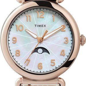 Timex Model 23 Moon Phase Rose Gold-Tone Case Ladies Quartz Watch TW2T89…